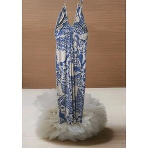 Alice + Olivia Women Silk Blue Floral A-Line Hatler Maxi Dress Size M